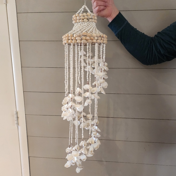 Vintage Other - Vintage 70s seashell chula hanging chandelier windchime mobile